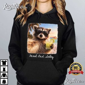 Feral And Salty Funny Raccoon Sunglasses Cocktail T Shirt (3)