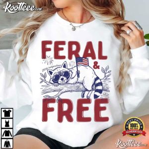 Feral And Free Raccoon USA 250th Patriotic T Shirt (1)