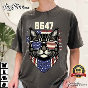 Anti Trump 86 47 Funny Cat USA Flag Sunglasses T Shirt (3)