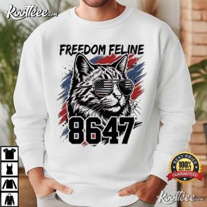 Cat Sunglasses Patriotic 86 47 Funny USA Flag Patriotic 4th July T Shirt (3)