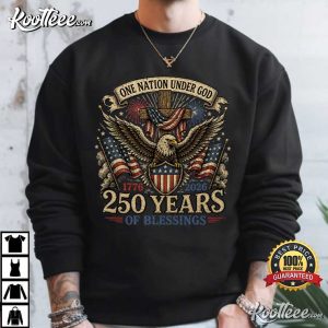 One Nation Under God 250 Years Of Blessings Patriotic Eagle Cross T Shirt (4)