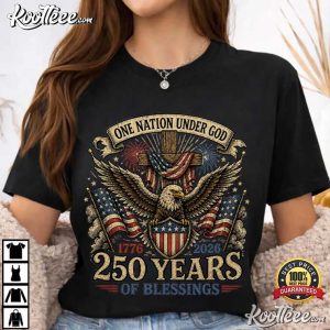 One Nation Under God 250 Years Of Blessings Patriotic Eagle Cross T Shirt (2)