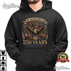 One Nation Under God 250 Years Of Blessings Patriotic Eagle Cross T Shirt (3)