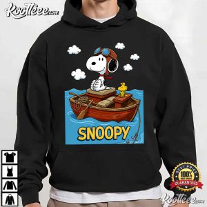 Snoopy Rowboat Peanuts Cartoon Graphic T Shirt (4)