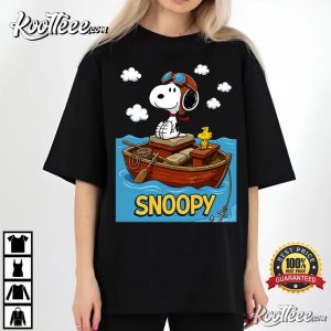 Snoopy Rowboat Peanuts Cartoon Graphic T Shirt (2)
