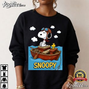 Snoopy Rowboat Peanuts Cartoon Graphic T Shirt (3)