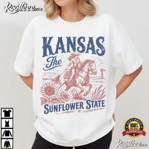 Kansas Sunflower State Vintage Western Cowgirl Horse T Shirt (2)
