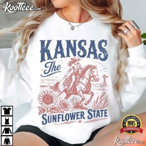 Kansas Sunflower State Vintage Western Cowgirl Horse T Shirt (3)