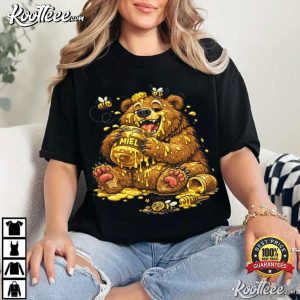 Cute Bear Eating Honey Animal Lovers T Shirt (3)