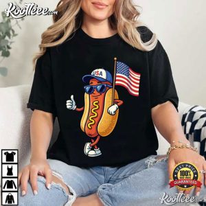 American Hot Dog 4th Of July USA Flag T Shirt (4)
