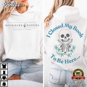 I Closed My Book To Be Here Floral Skeleton T Shirt (2)
