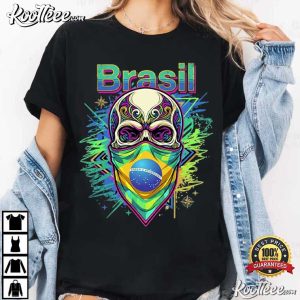 Brazil Flag Sugar Skull Brasil Soccer Fan T Shirt (1)
