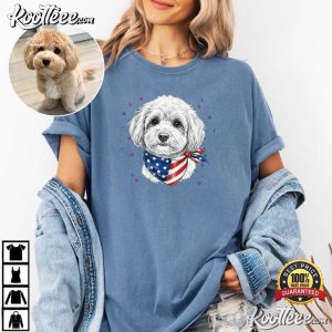 Pet Portrait Patriotic Dog Custom 4th Of July T Shirt (4)