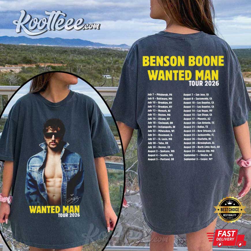 Benson Boone Wanted Man Tour 2026 Concert Tour T-Shirt Benson Boone Wanted Man Tour 2026 Concert Tour T-Shirt