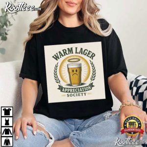 Warm Lager Appreciation Society Pint Retro Beer Advert Parody T Shirt (4)