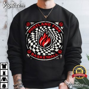 WNBA Portland Fire Logo Spiral Checkered Background T Shirt (4)