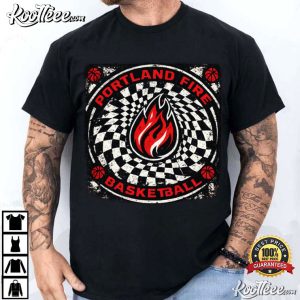 WNBA Portland Fire Logo Spiral Checkered Background T Shirt (1)