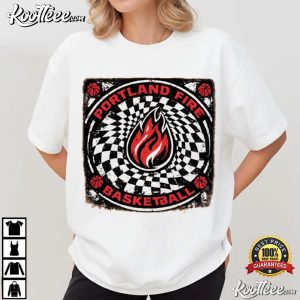 WNBA Portland Fire Logo Spiral Checkered Background T Shirt (2)