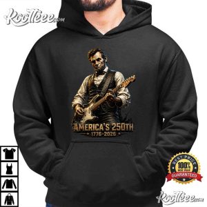 Abraham Lincoln Playing Guitar 4th July 250th Anniversary T Shirt (3)