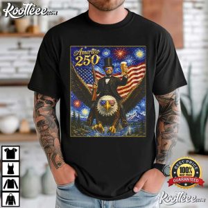 America 250 4th Of July Abraham Lincoln Flying Bald Eagle T Shirt (4)