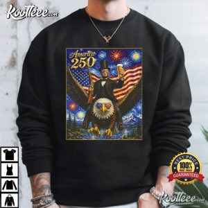 America 250 4th Of July Abraham Lincoln Flying Bald Eagle T Shirt (1)