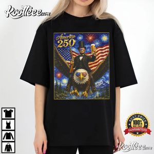 America 250 4th Of July Abraham Lincoln Flying Bald Eagle T Shirt (3)