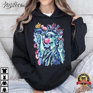 Preppy Statue Of Liberty Blowing Bubble Gum 4th Of July T Shirt (4)