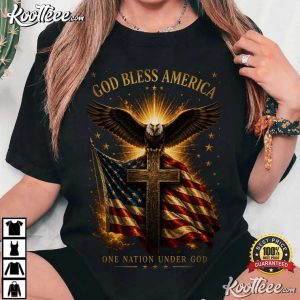 God Bless America Eagle Cross American Flag Faith Freedom T Shirt (1)