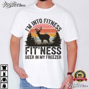 Deer In Freezer Retro Sunset Funny Hunting T Shirt (1)