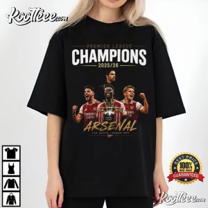 Arsenal FC Premier League Champions 2025 2026 Fan Merch T Shirt (1)