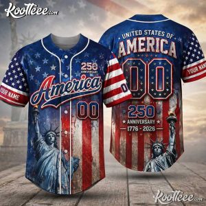 America Patriotic 250th Anniversary Personalized Baseball Jersey America Patriotic 250th Anniversary Personalized Baseball Jersey (1)