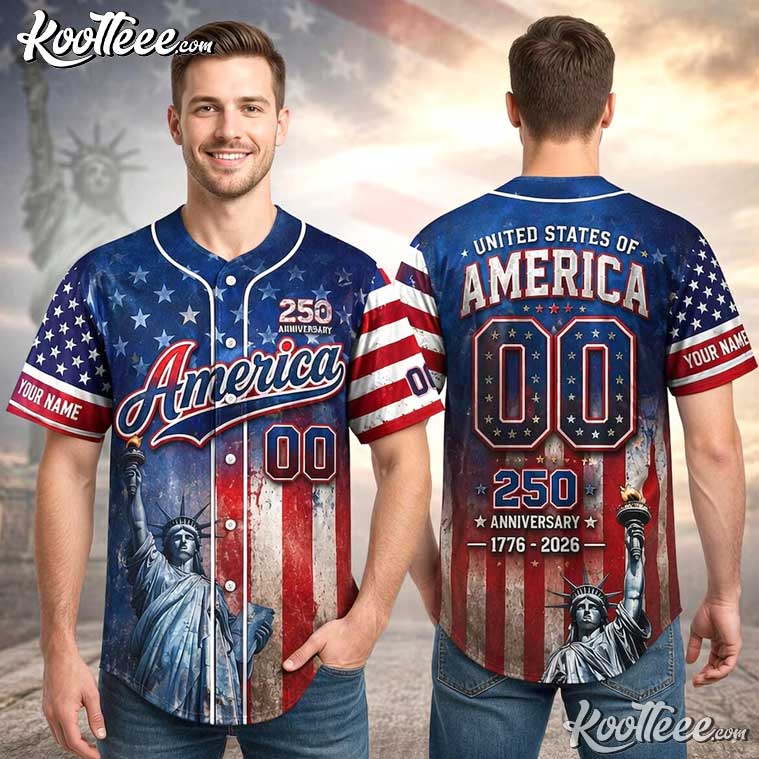 America Patriotic 250th Anniversary Personalized Baseball Jersey America Patriotic 250th Anniversary Personalized Baseball Jersey
