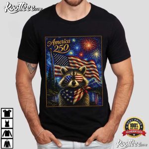 American 250 Raccoon Starry Night 4th Of July Patriotic T Shirt (1)