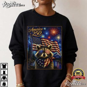 American 250 Raccoon Starry Night 4th Of July Patriotic T Shirt (2)