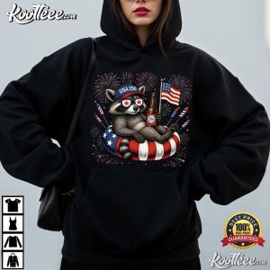 Raccoon Drinking Beer 4th Of July Patriotic Fireworks Funny T Shirt (2)