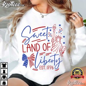 Sweet Land Of Liberty 4th Of July USA Stripes Est 1776 American T Shirt ( (3)