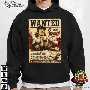 Wanted 5 Finger Brown Baseball Fan Merch T Shirt (4)