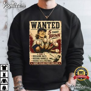 Wanted 5 Finger Brown Baseball Fan Merch T Shirt (2)