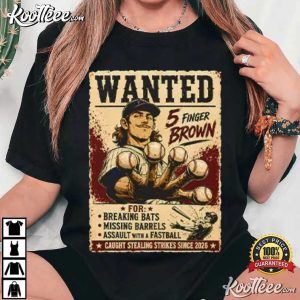 Wanted 5 Finger Brown Baseball Fan Merch T Shirt (3)