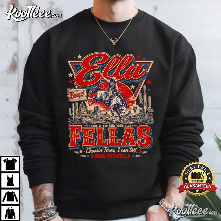Ella's Fellas Club Western Whiskey Rodeo Music T-Shirt Ella's Fellas Club Western Whiskey Rodeo Music T-Shirt
