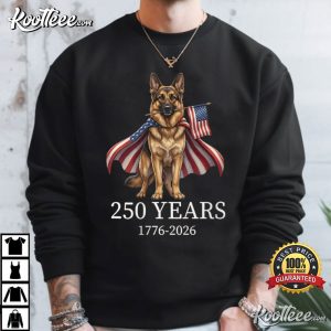 German Shepherd American Flag 250 Years Patriotic Dog Lovers T Shirt (3)