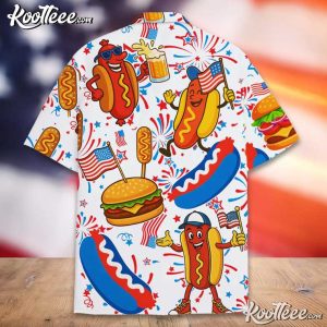 Hot Dog Burger American Flag Funny Foodie Patriotic Hawaiian Shirt (2)