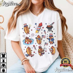 4th Of July Hot Dog Patriotic BBQ American Flag Fireworks T Shirt (2)