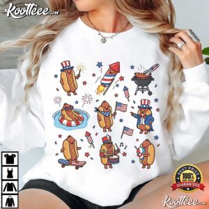 4th Of July Hot Dog Patriotic BBQ American Flag Fireworks T Shirt (3)