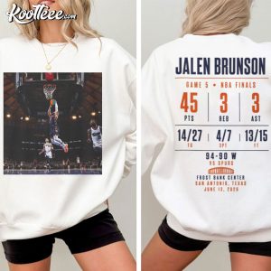 Jalen Brunson 45 Points Game 5 NBA Finals Stats T-Shirt Jalen Brunson 45 Points Game 5 NBA Finals Stats T Shirt (2)