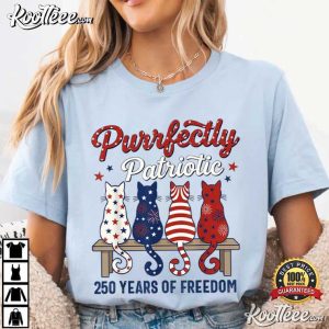 Purrfectly Patriotic Cat Lover Independence Day 4th Of July T Shirt (4)