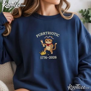 Purrtriotic Cat 1776 2026 Patriotic 4th Of July Embroidered Sweatshirt (2)