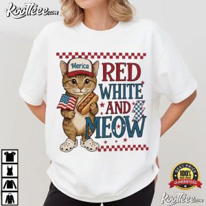 Red White And Meow Funny Patriotic Vintage 4th Of July T Shirt (4)