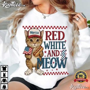 Red White And Meow Funny Patriotic Vintage 4th Of July T-Shirt Red White And Meow Funny Patriotic Vintage 4th Of July T Shirt (2)
