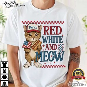 Red White And Meow Funny Patriotic Vintage 4th Of July T-Shirt Red White And Meow Funny Patriotic Vintage 4th Of July T Shirt (3)
